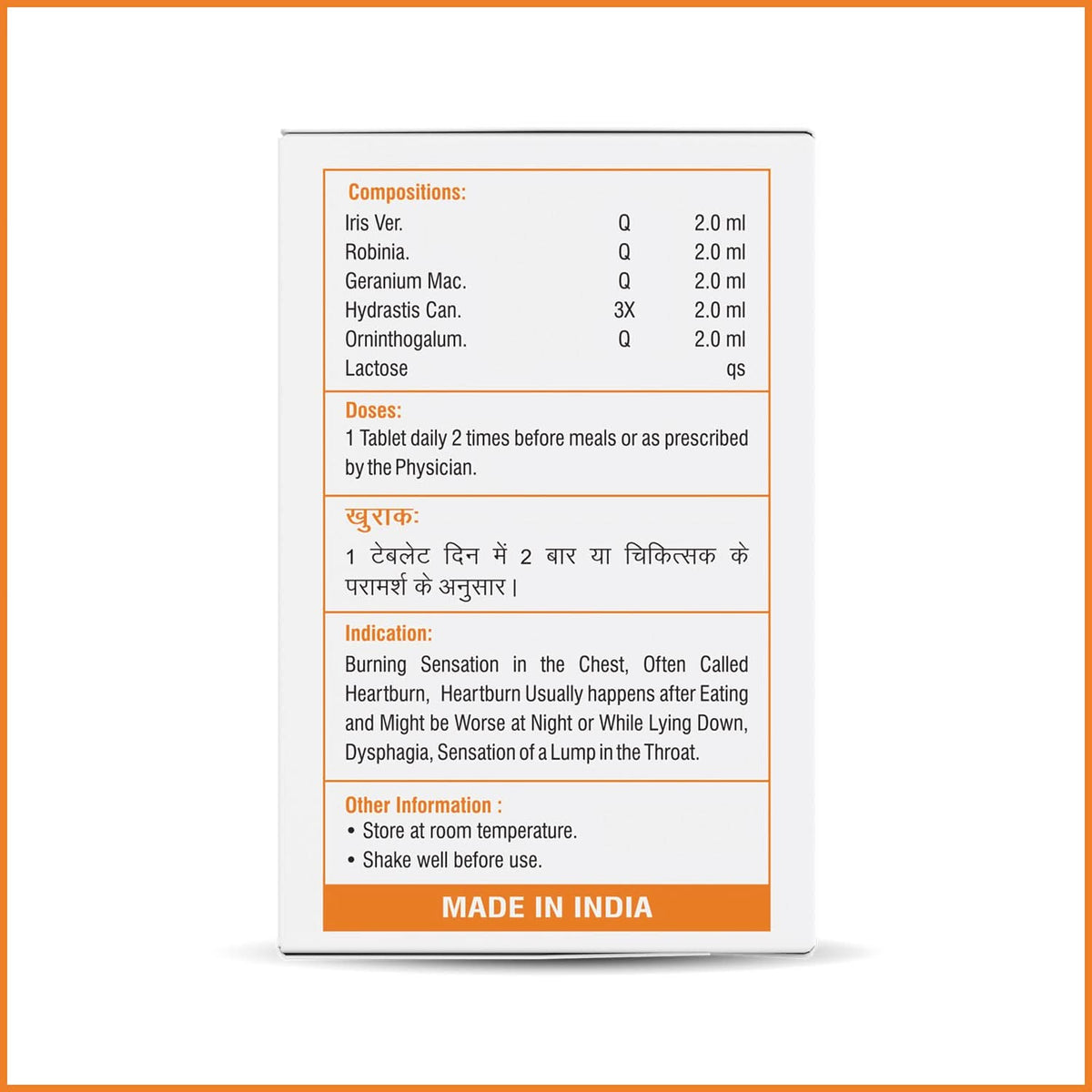 CORRIGO Homeopathic Tablets for Acid Reflux