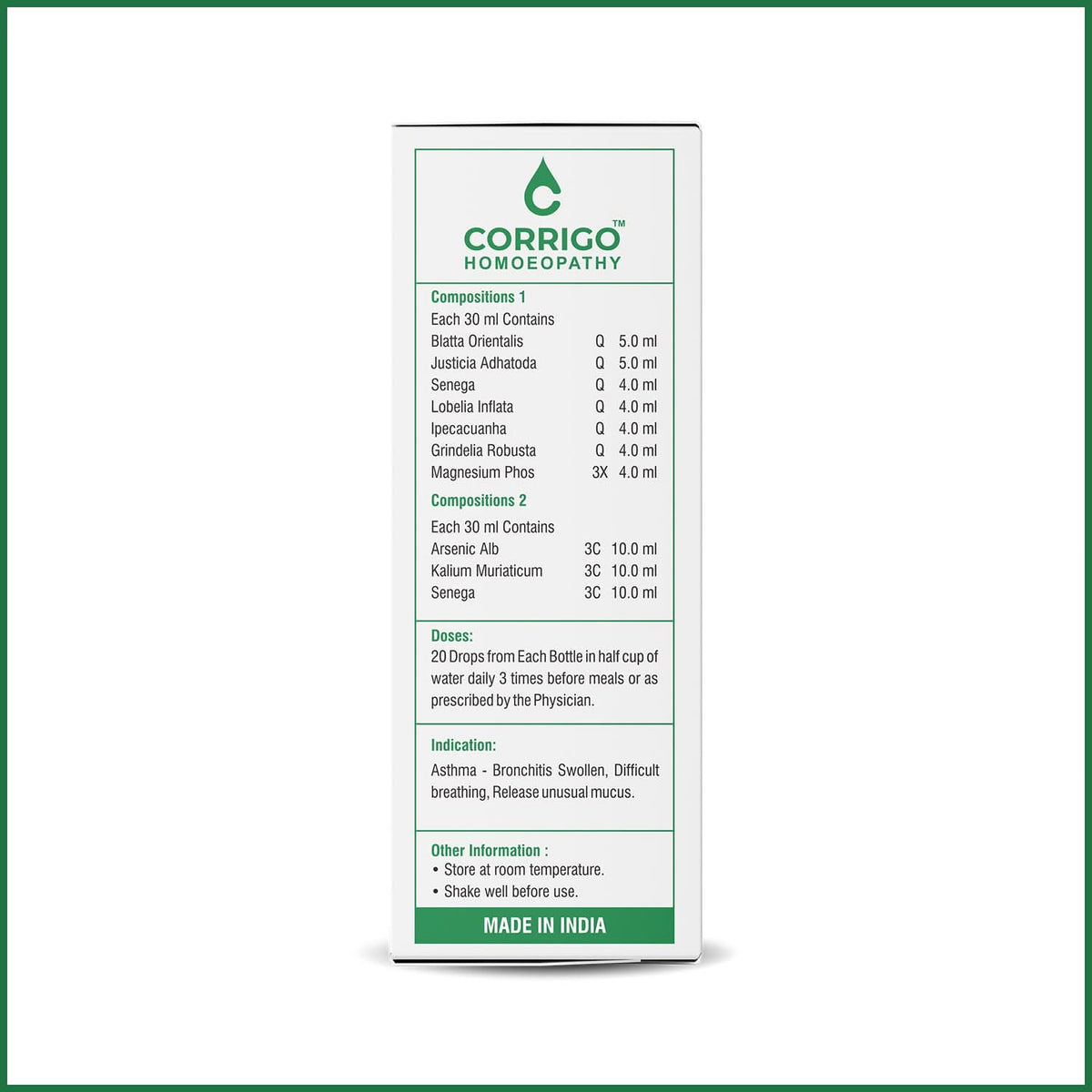 CORRIGO Asmacor Homeopathic Drops for Wheezing and Cough