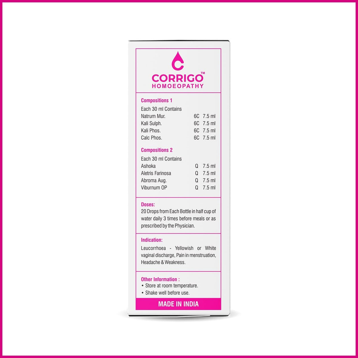 CORRIGO Homeopathy Medicine for Leucorrhoea and Vaginal Discharge