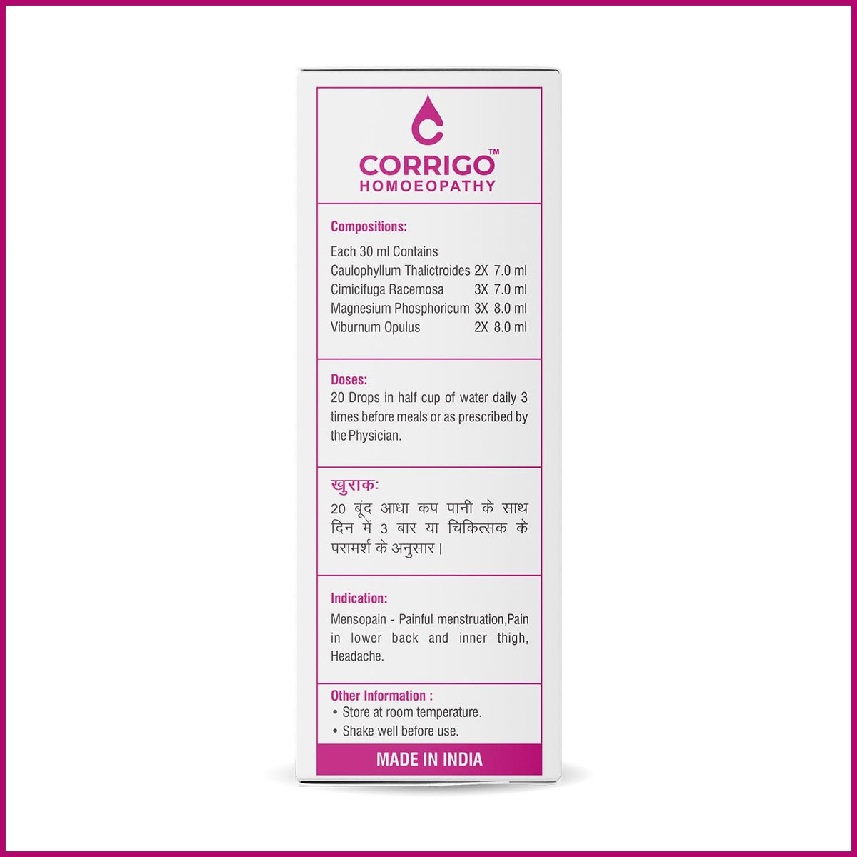 CORRIGO Mensopain Homeopathic Drops for Menstrual Pain