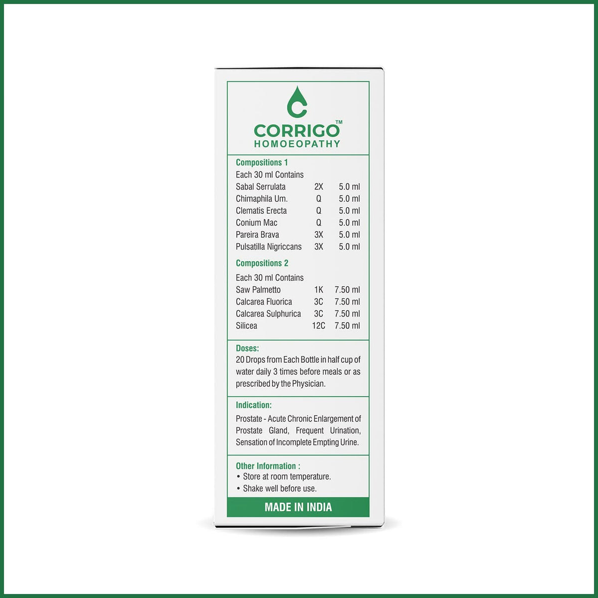 CORRIGO Prostate Homeopathic Drops for Urinary Comfort